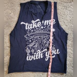 Navy Graphic Tank Top